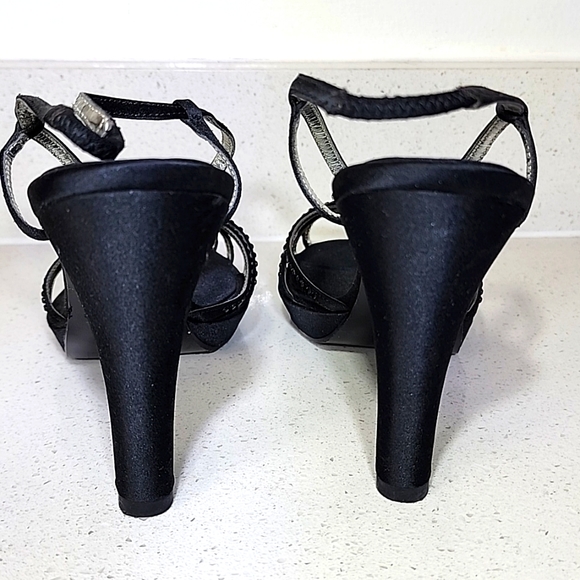 Nine West Black Bedazzled Sling back High Heels Size 8M - Picture 3 of 10